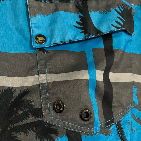 Tony Hawk Blue and Black Board Shorts with Palm Tree Design Medium swim trunks - Picture 7 of 9